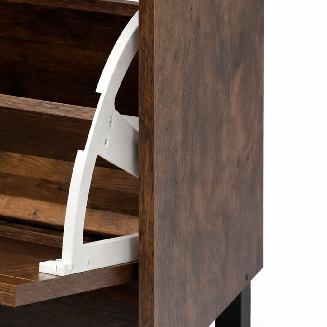 Levede Shoe Cabinet 2 Flip Drawers Storage Organiser Removable Shelf Hallway — image 4