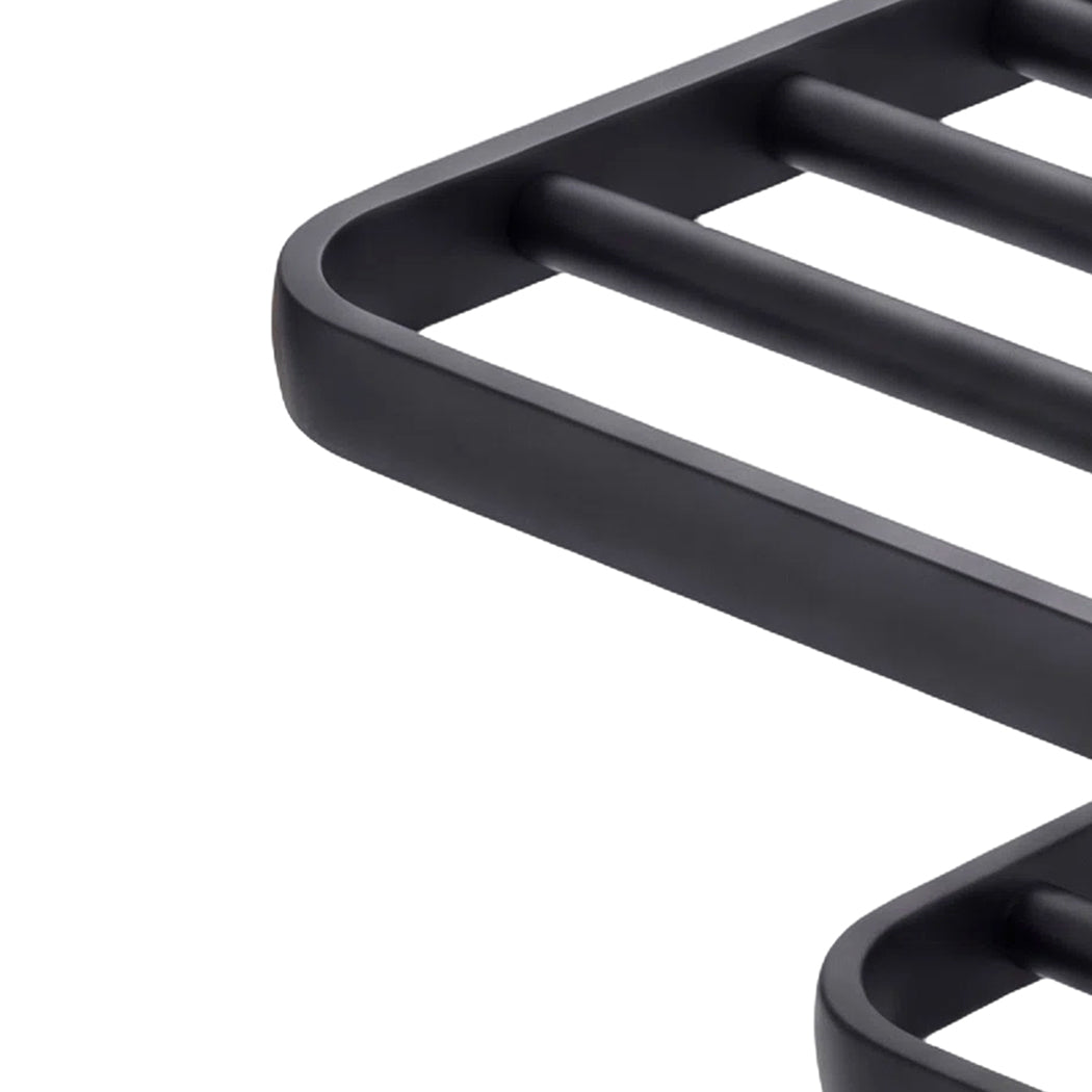 Levede Towel Rack Bathroom 2 Bars Rail Holder Wall Mounted Storage Shelf Black — image 4