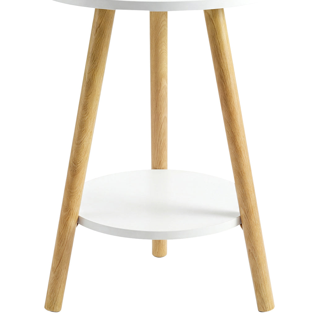 Levede Round Coffee Table 2-Layer Living Room End Tables Bedroom Side Tables — image 4
