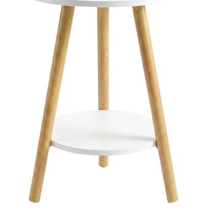 Levede Round Coffee Table 2-Layer Living Room End Tables Bedroom Side Tables — image 4