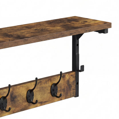 Levede Coat Rack Shelf Wall Mounted 7 Hooks Wall Floating Hat Rack Living Room — image 4
