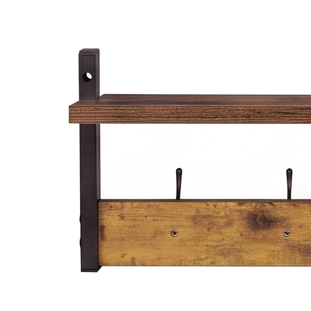 Levede Coat Rack Shelf Wall Mounted Entryway Double Hook Wall Floating Hat Rack — image 5