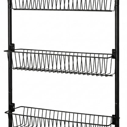 Toque Over the Door Pantry Organiser 6 Tiers Metal Hanging Storage Rack Black — image 6