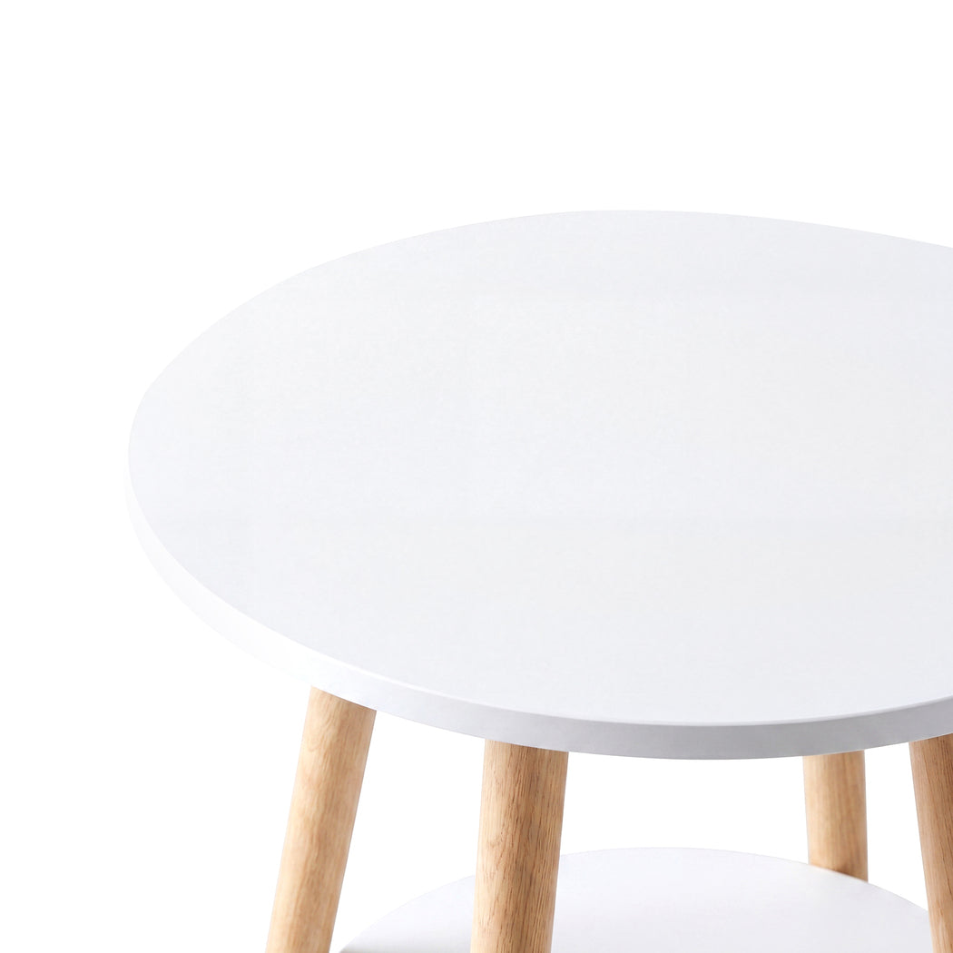 Levede Round Coffee Table 2-Layer Living Room End Tables Bedroom Side Tables — image 6