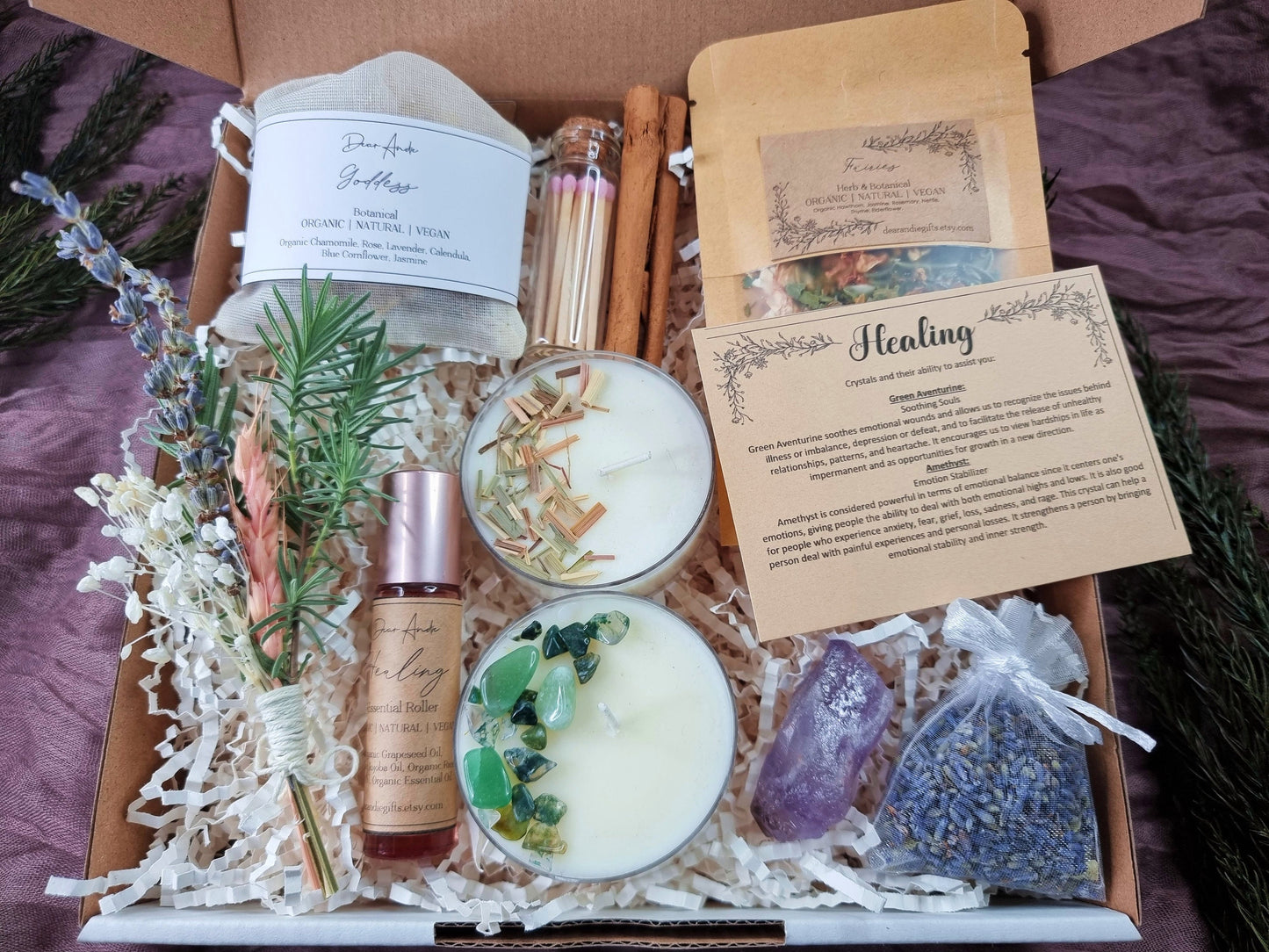 Calming Crystal Box, Crystal Gift Box, Organic, Vegan, Natural, Self Care Gift Set