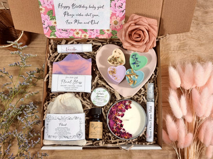 Organic Spa Gift Box for Her: Soy Candle, Soap, & Floral Mist