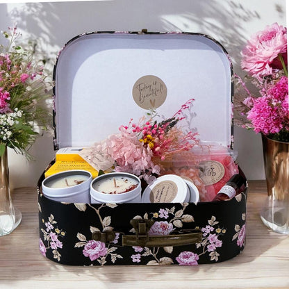Luxury Suitcase Gift Box for Her , Self-Care Essentials, Scented Candles, Spa and Wellness Kit ,Perfect Gift for Relaxation & Pampering