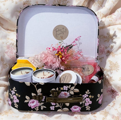 Luxury Suitcase Gift Box for Her , Self-Care Essentials, Scented Candles, Spa and Wellness Kit ,Perfect Gift for Relaxation & Pampering