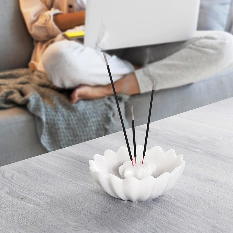Marble Flower Incense Holder