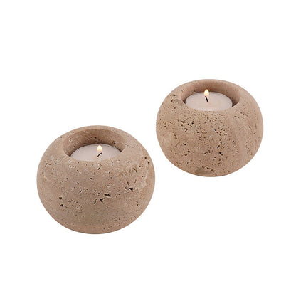 Marble Tealight Candle Holder - Set of 2 (Travertine)