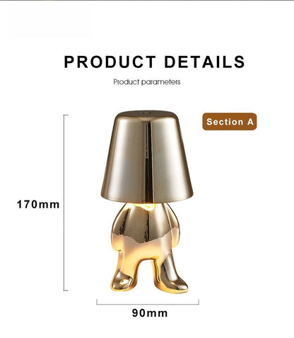Anyhouz Hotel Lightning Lamp Gold Little Man Laying Front Position Table Lamps Touch Switch Decoration Led Night Light