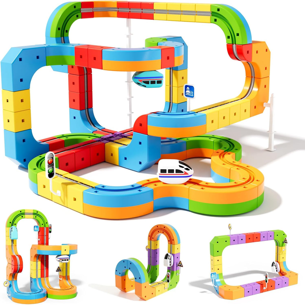 LoopTrax clip-together electric train track set