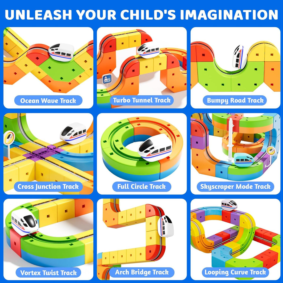 LoopTrax clip-together electric train track set