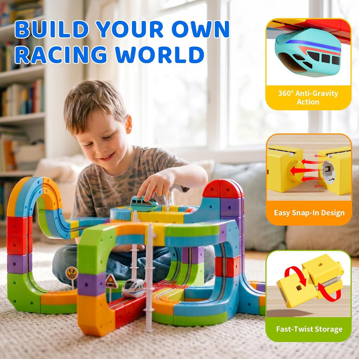 LoopTrax clip-together electric train track set