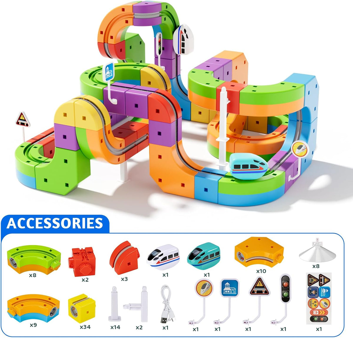 LoopTrax clip-together electric train track set