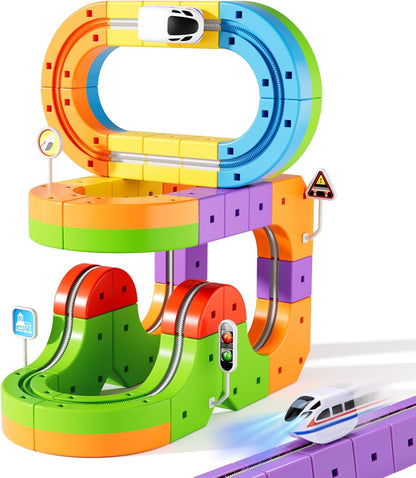 LoopTrax clip-together electric train track set