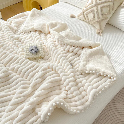 Anyhouz Blanket Brown Tuscan Faux Rabbit Fur Autumn Winter Warm Wool Weighted Blanket Soft Cozy Warmth Sofa Blankets 150x200cm