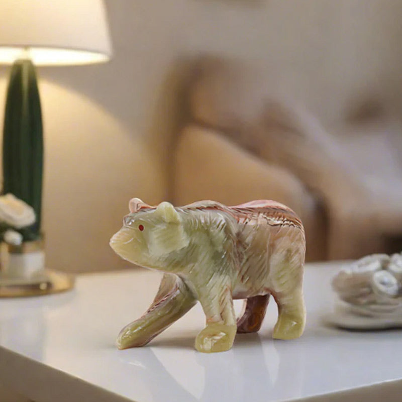 Marble Bear Sculpture 20cm