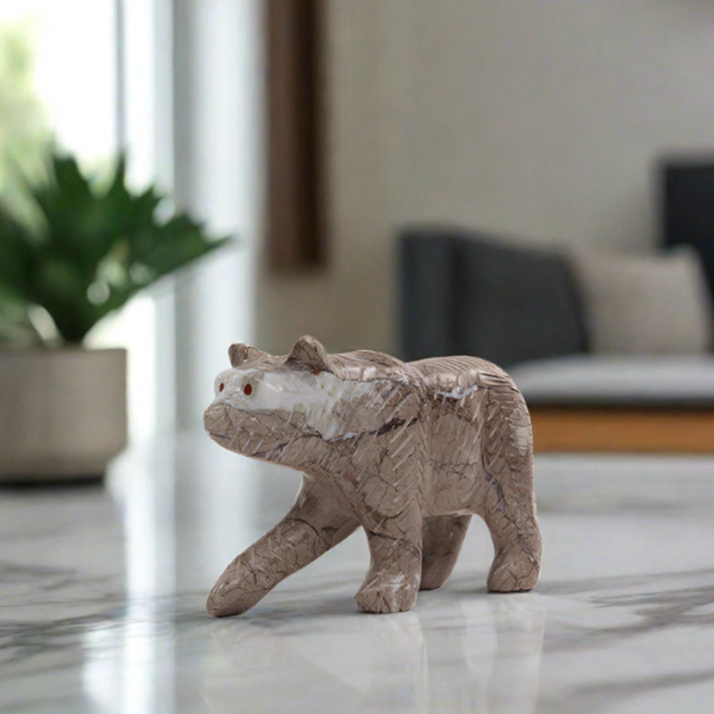 Marble Bear Sculpture 20cm