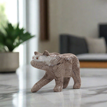 Marble Bear Sculpture 20cm