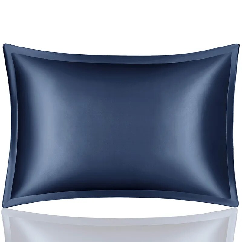 Anyhouz Pillowcase 50x90cm Blue Pure Real Silk For Comfortable And Relaxing Home Bed