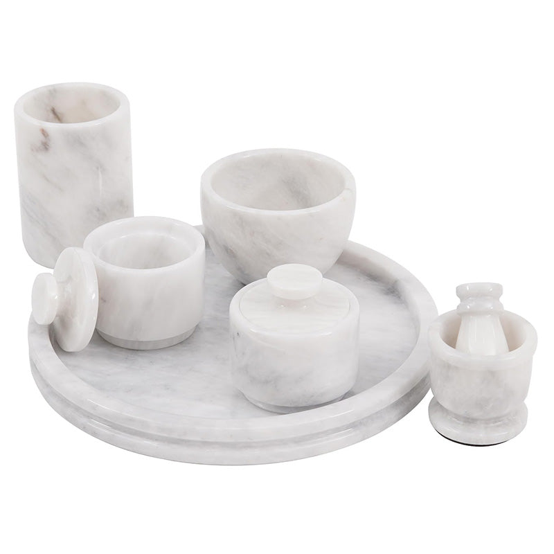 Marble Round Tray with Accessories