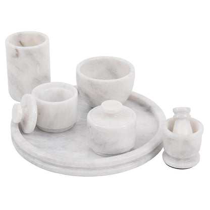 Marble Round Tray with Accessories