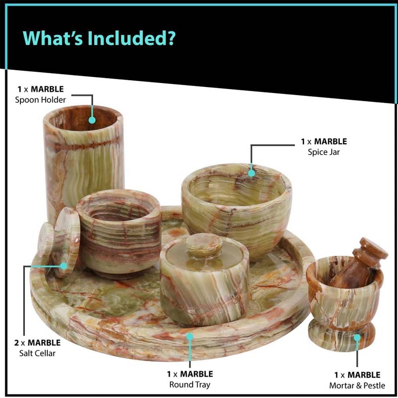 Marble Round Tray with Accessories