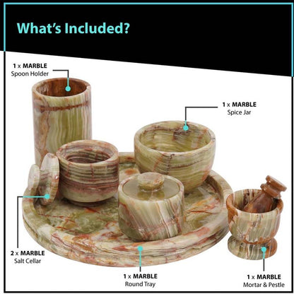 Marble Round Tray with Accessories