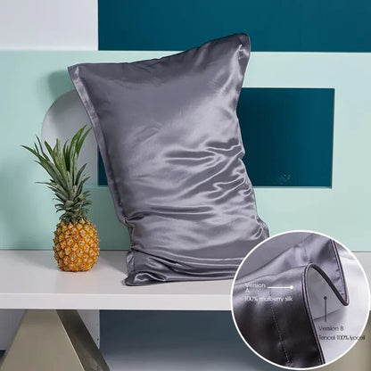 Anyhouz Pillowcase 50x75cm Dark Gray Pure Real Silk For Comfortable And Relaxing Home Bed