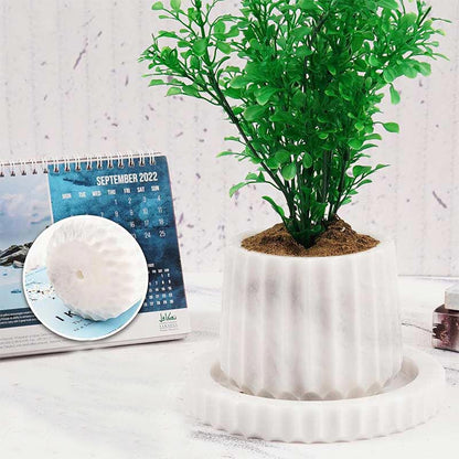 Marble Planter Straight Line Design - 10cm