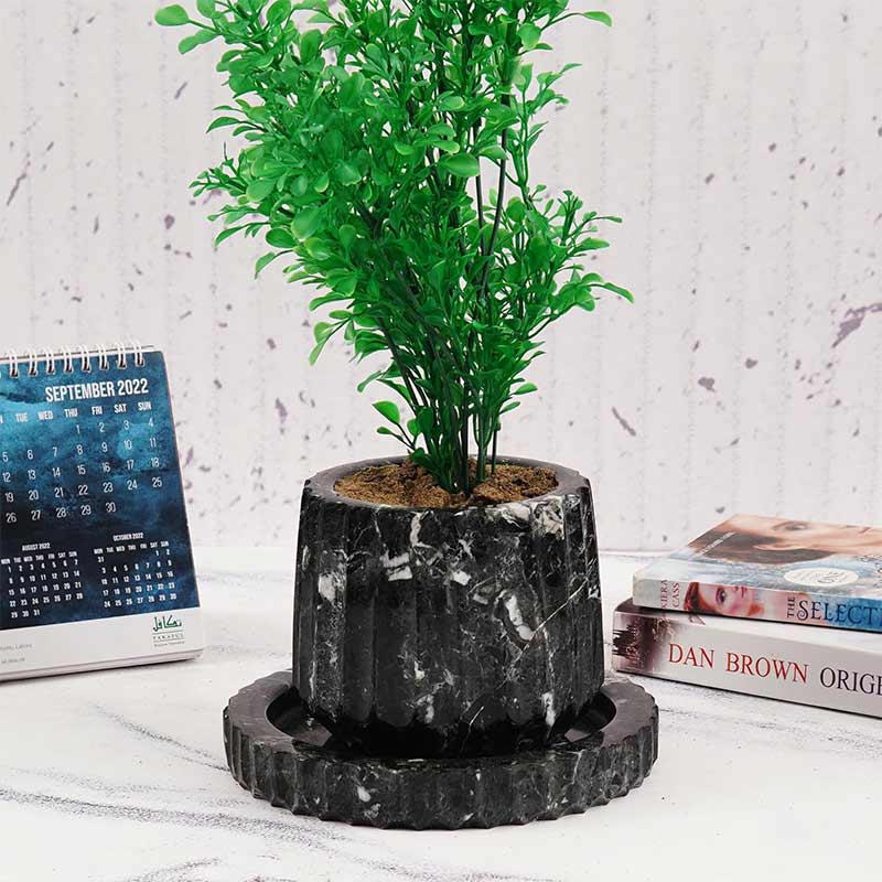 Marble Planter Straight Line Design - 10cm