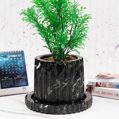 Marble Planter Straight Line Design - 15cm