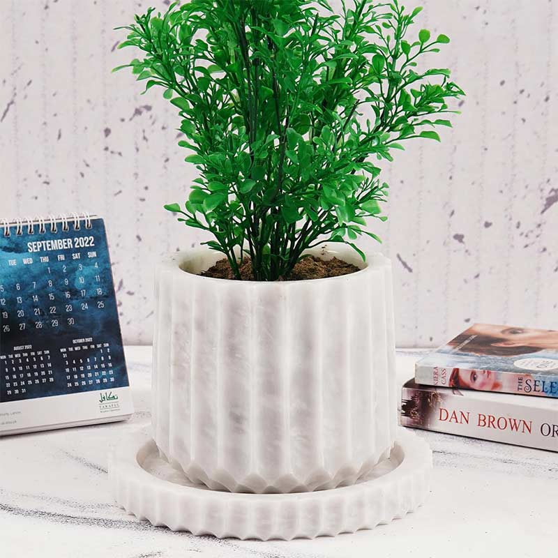Marble Planter Straight Line Design - 15cm