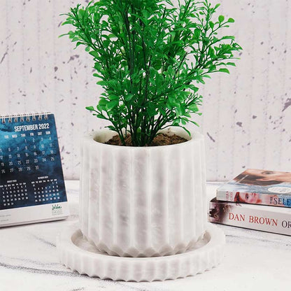 Marble Planter Straight Line Design - 15cm