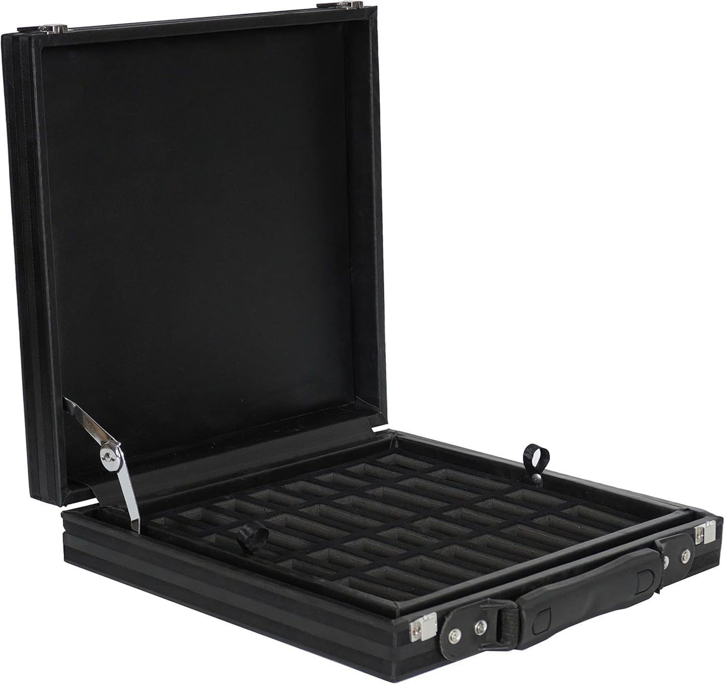 Premium leather chess storage case — felt-cut piece compartments