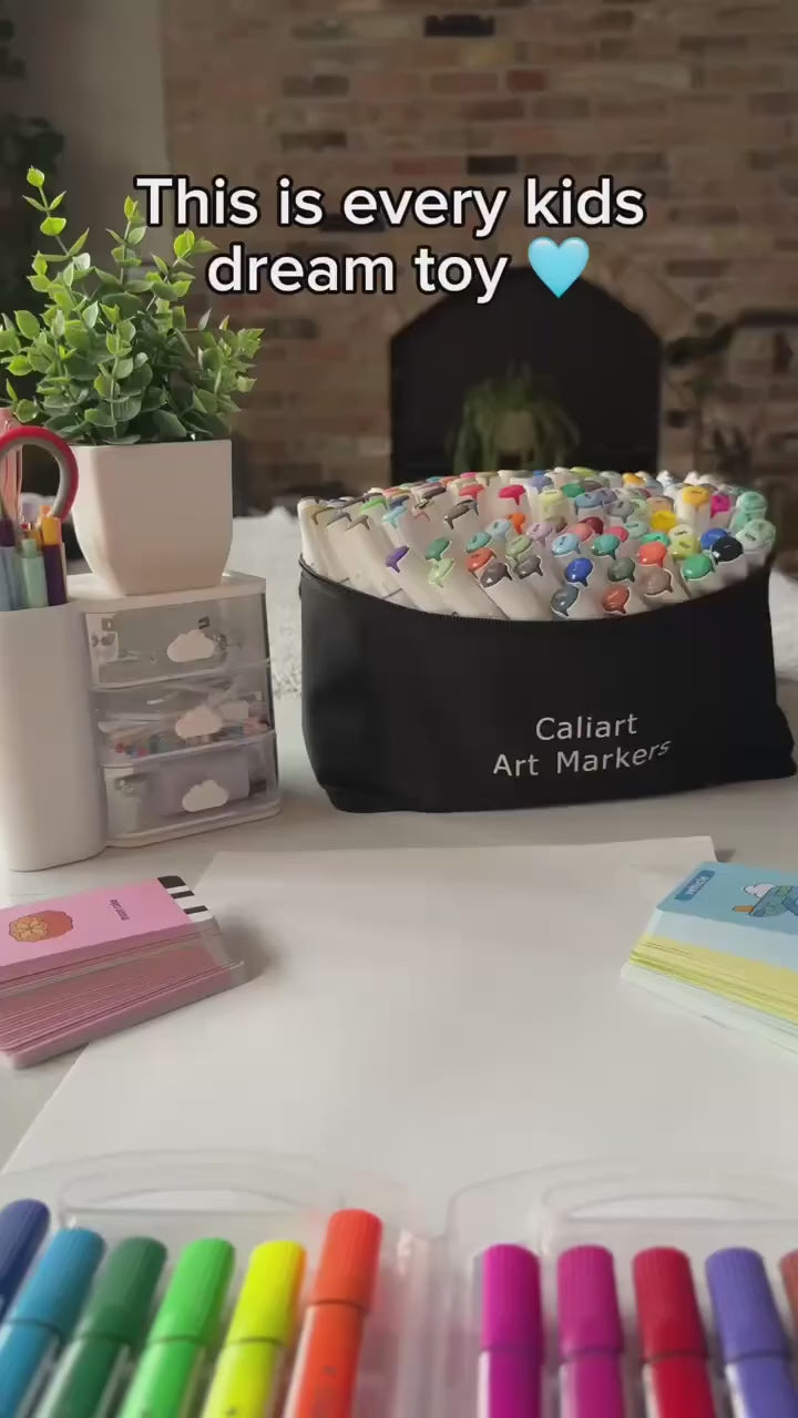 Drawing robot tracing a tank from its card, then a child colouring it in