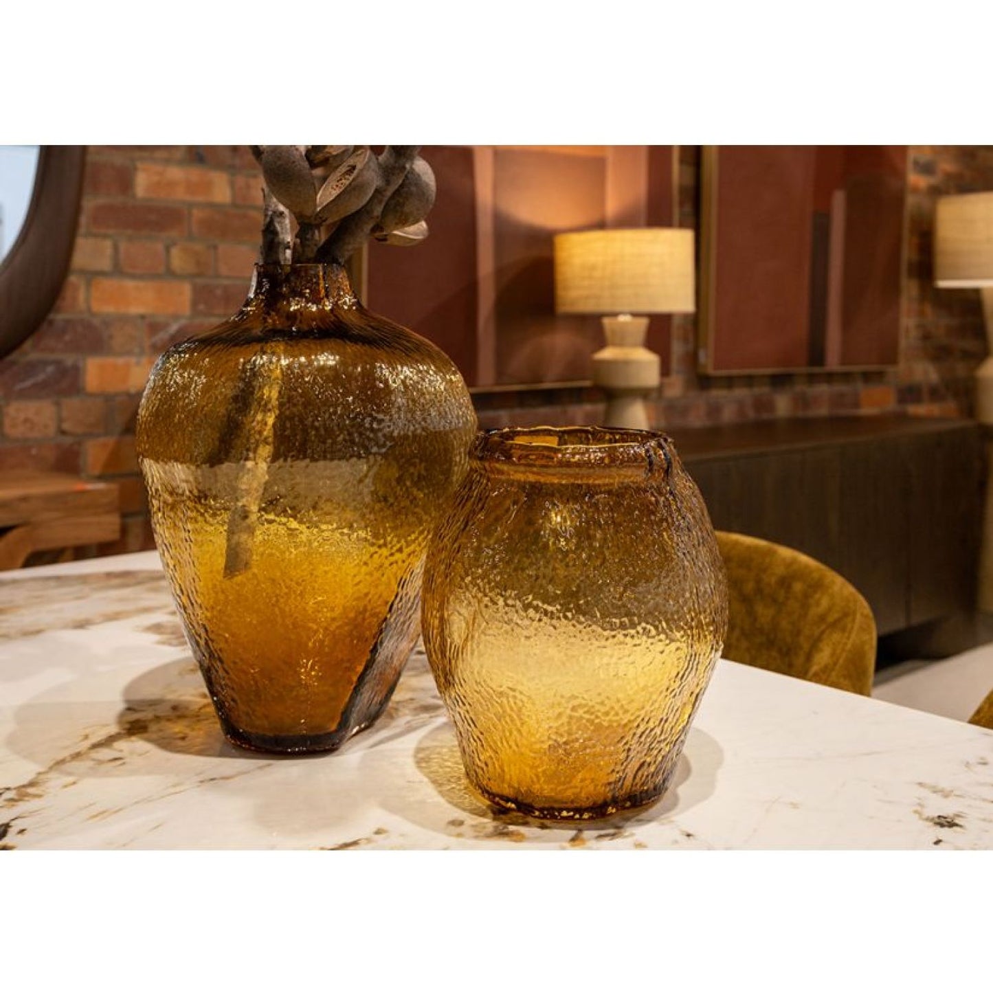 Freida Glass Vase - Amber