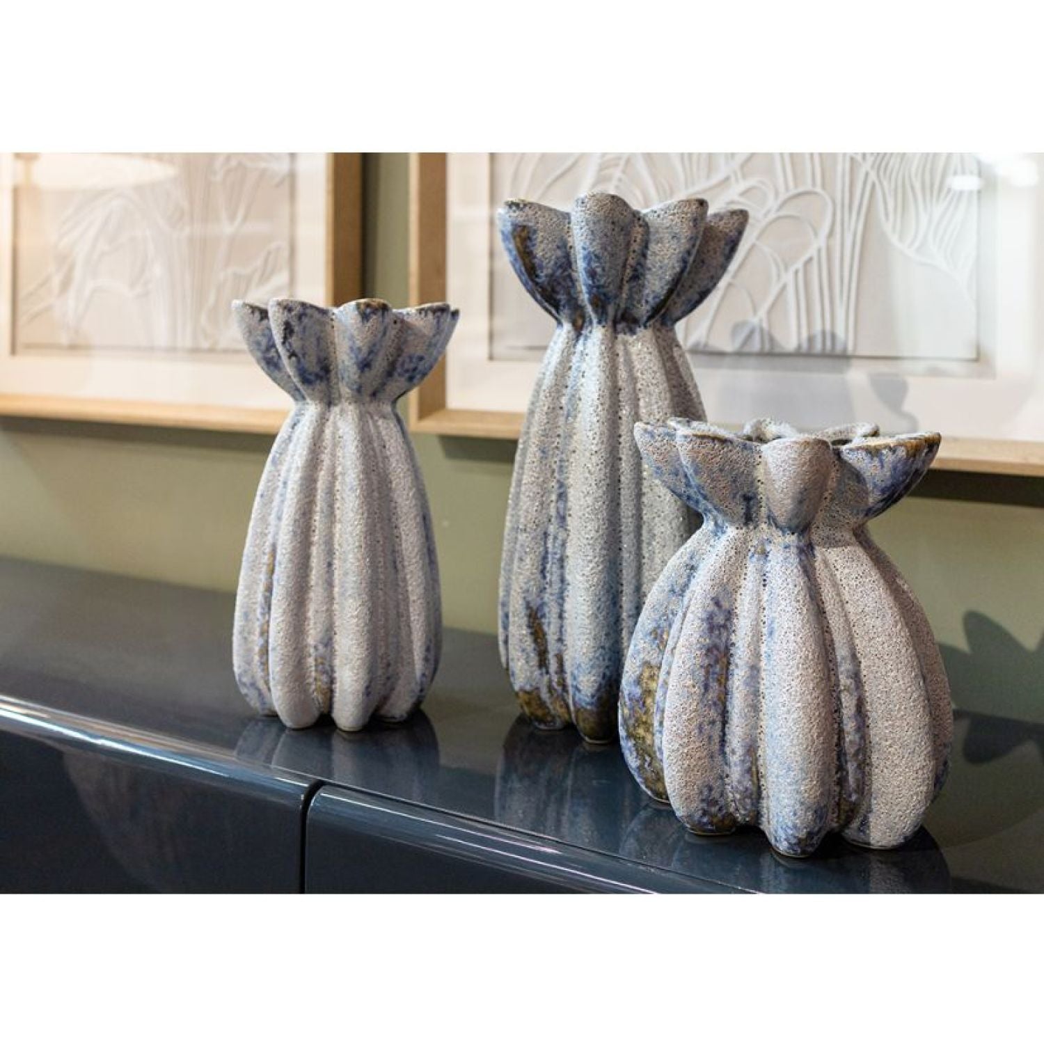 Posey Ceramic Vase - Grey/blue