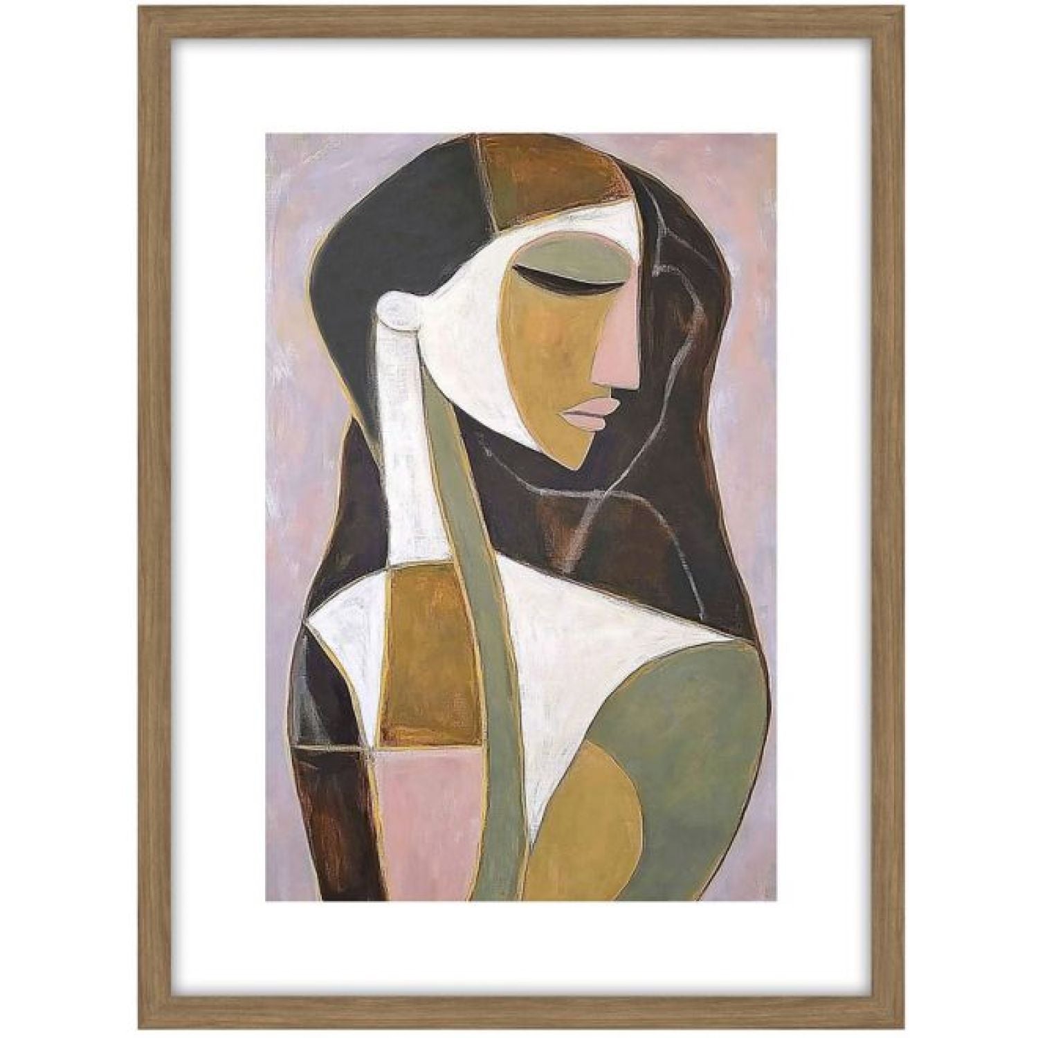 Serena a Glass Framed Canvas - Oak