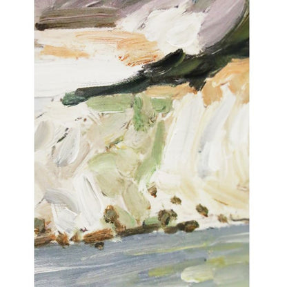 Cliff Coastline b Framed Canvas - White w