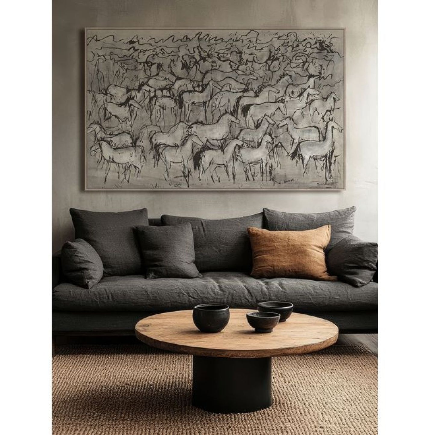 Horses Textured on Heavy Framed Canvas -