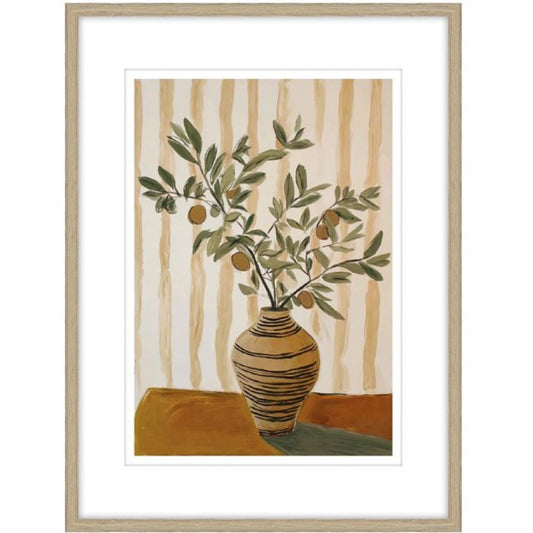 Olive Branch b Glass Framed Art - Wood Loo