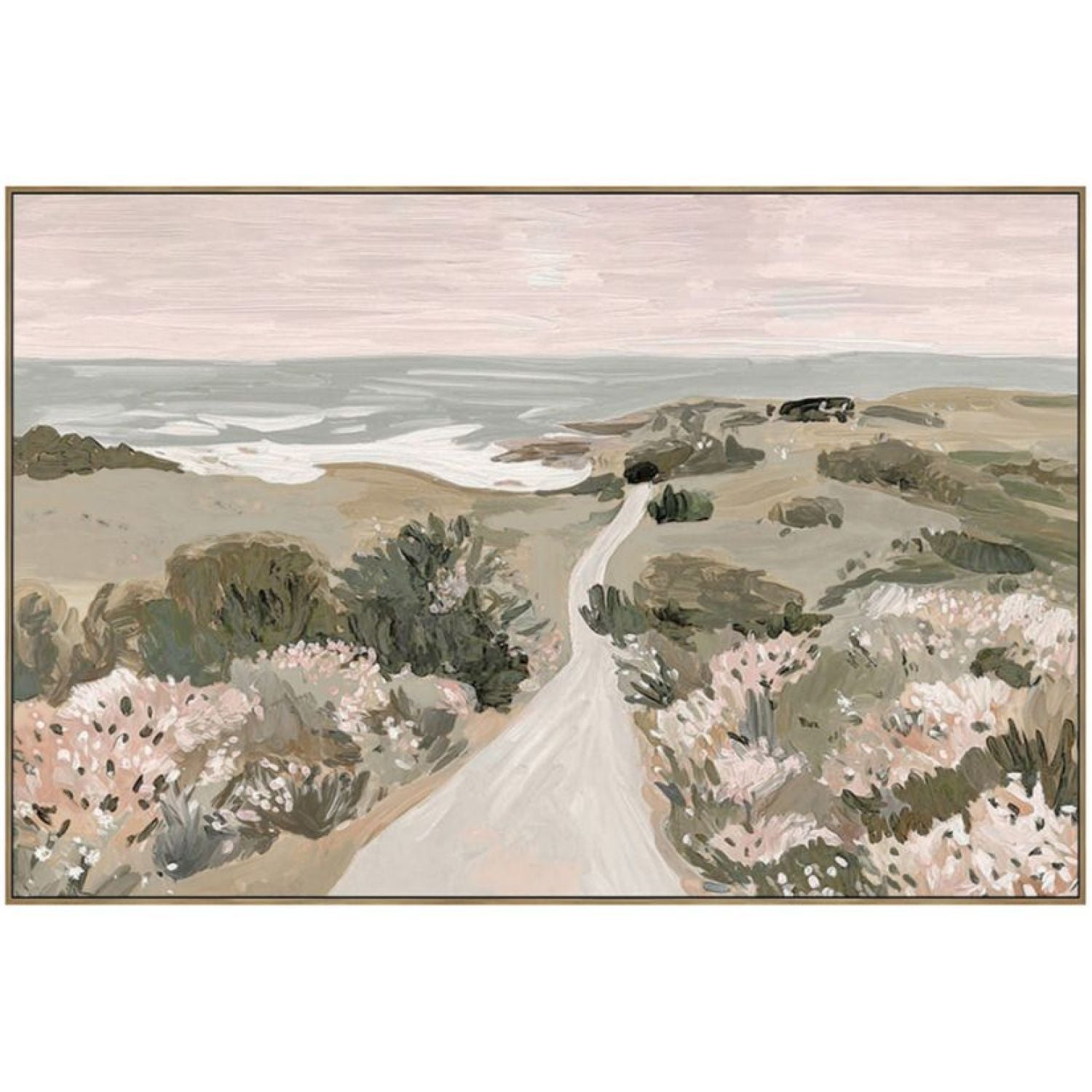 Wildflower Path b Framed Canvas - Oak Loo