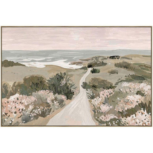 Wildflower Path b Framed Canvas - Oak Loo