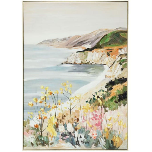 Cliff Coastline b Framed Canvas - White w
