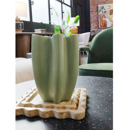 Waves Ceramic Vase - Green