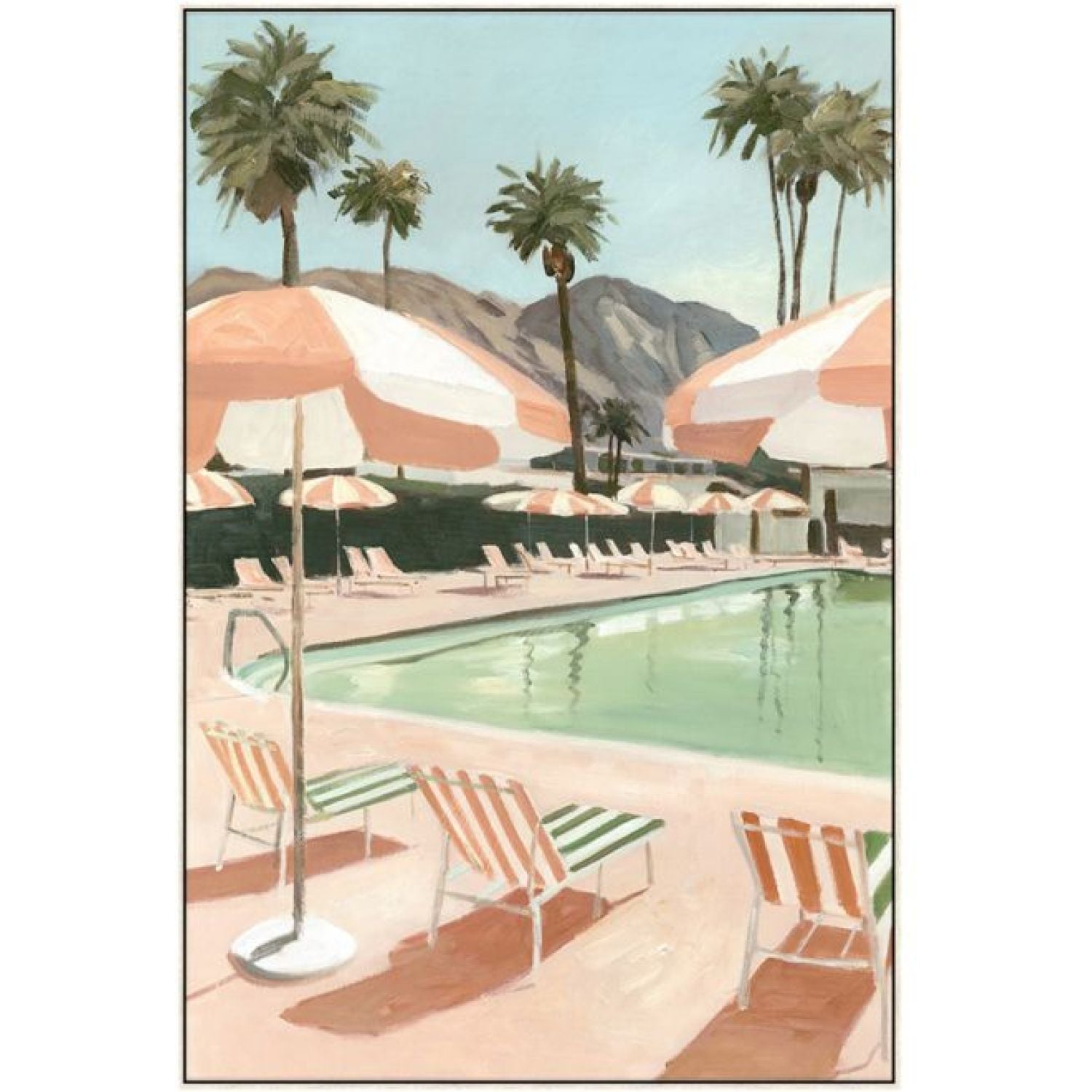 Palm Springs a Framed Canvas - White Wash