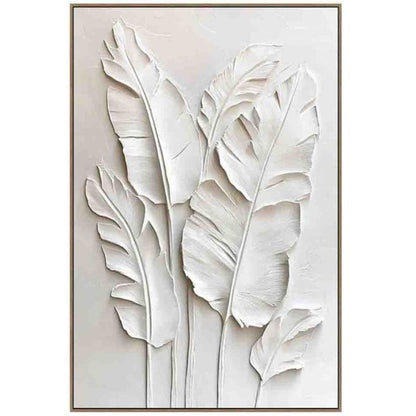 Ivory Tropics b Framed Canvas - Oak