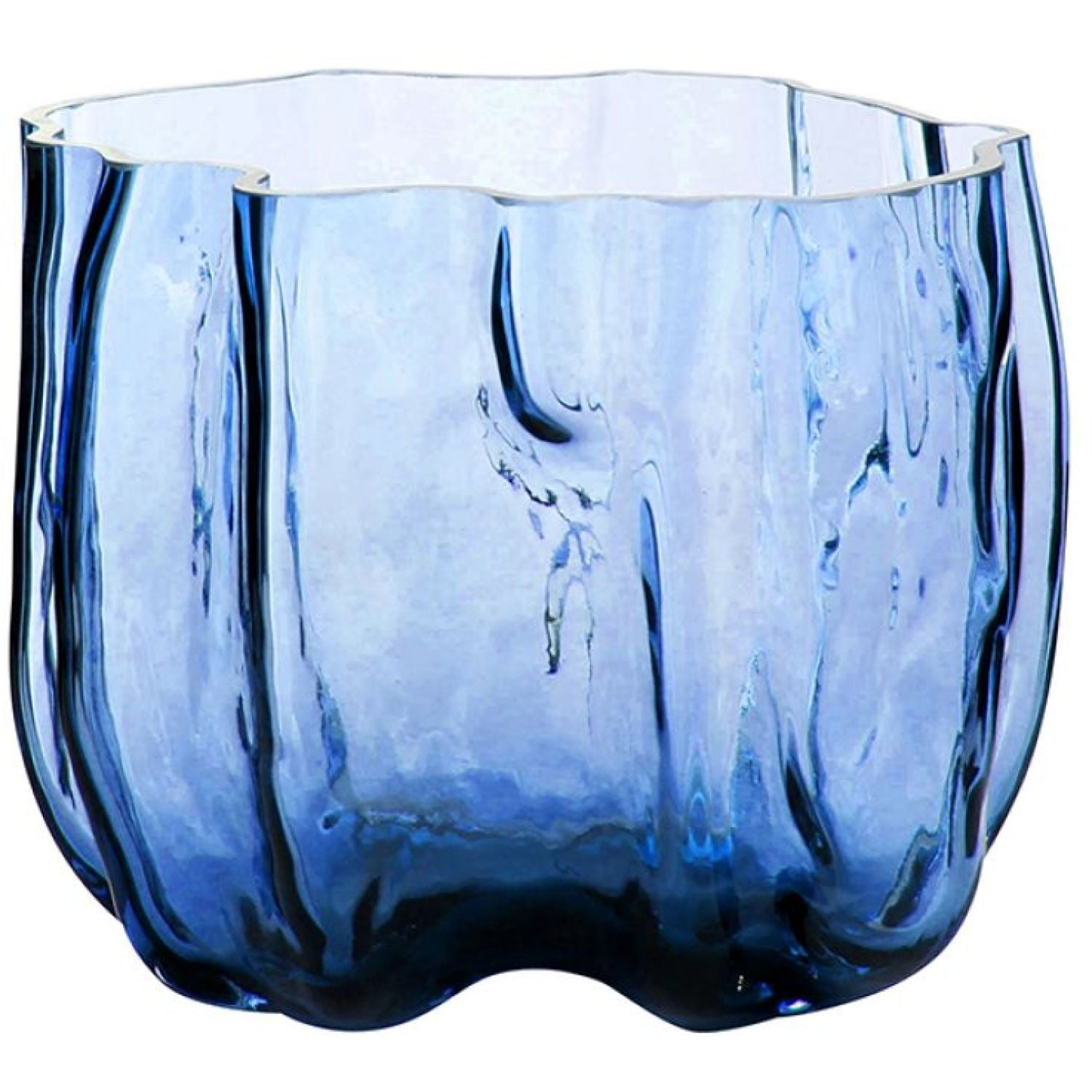 Wave Glass Vase - Deep Blue